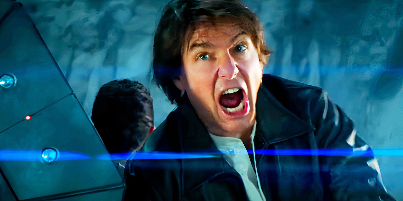 Tom Cruise screaming as Ethan Hunt in Mission Impossible The Final Reckoning