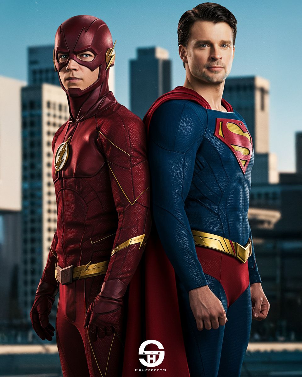 Tom Welling as Superman and Grant Gustin as The Flash