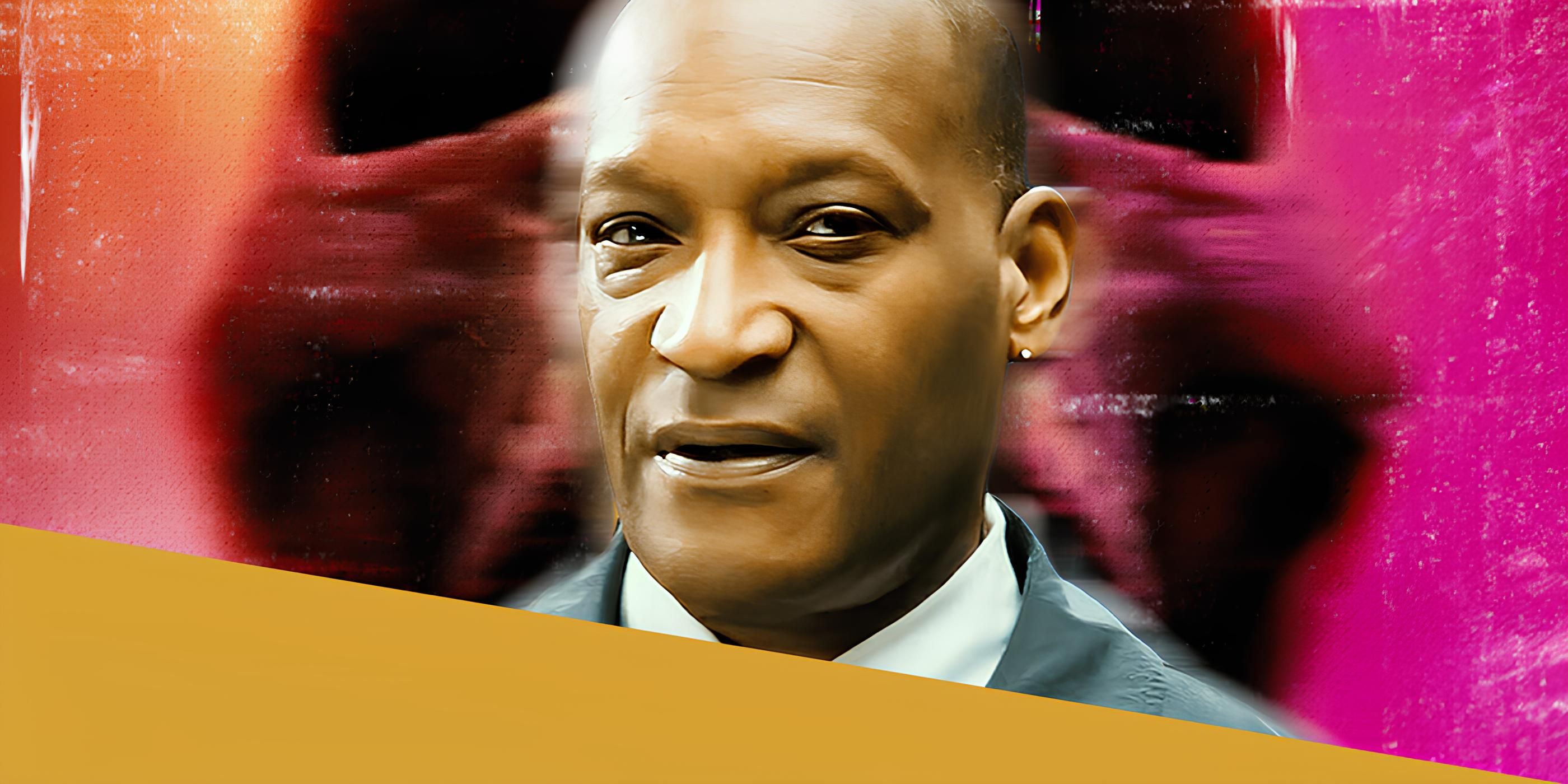 Son hedef kan çizgileri için kafatası posterinin önünde Tony Todd