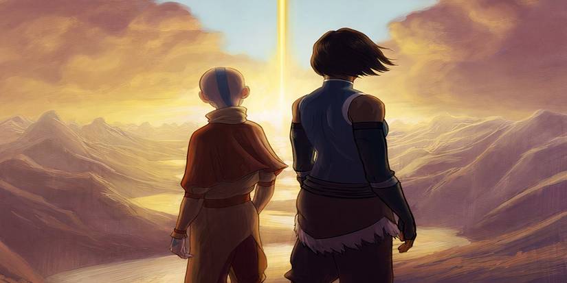 Official artwork of Aang and Korra