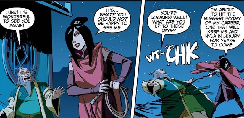 Uncle Iroh is happy to see June again in Avatar the Last Airbender The Bounty Hunter and the Tea Preparer