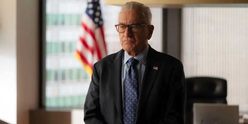 Robert De Niro as former President Mullen looking stoic in Zero Day