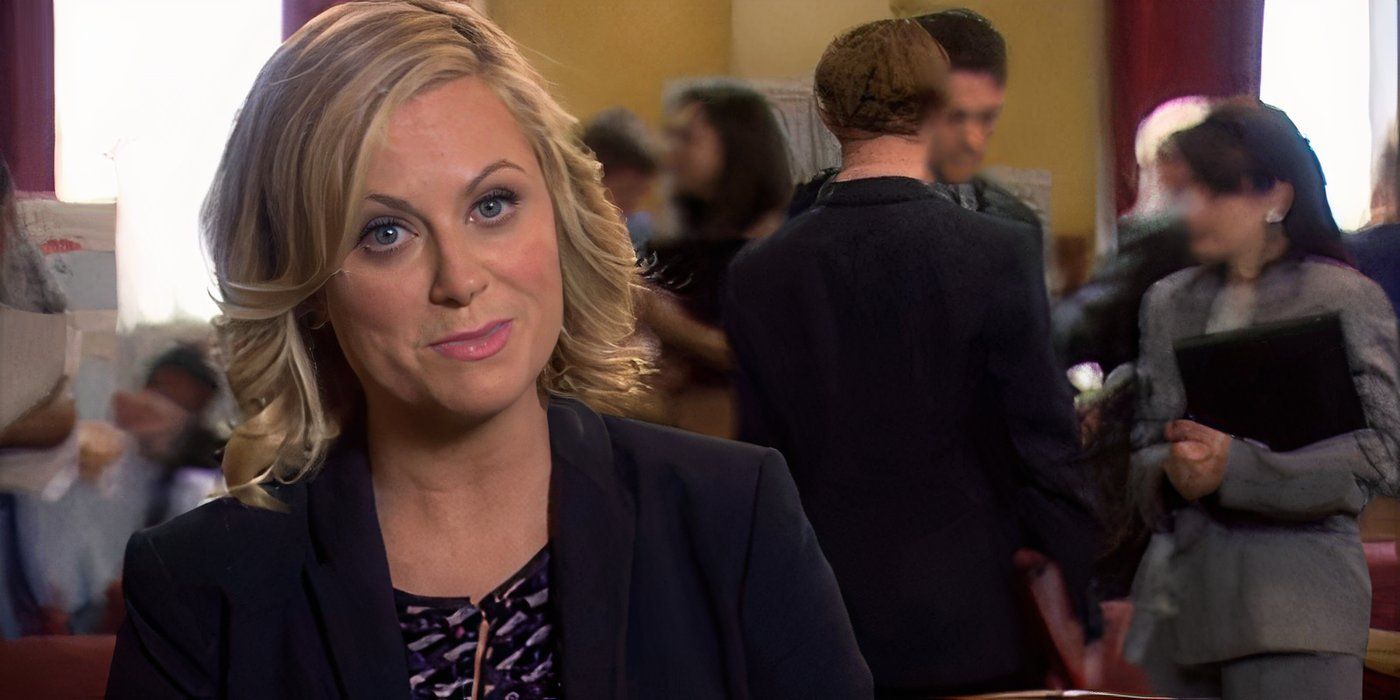 Leslie Knope giving a talking head in the Parks and Recreation episode &ldquo;Doppelgangers.,&quot;