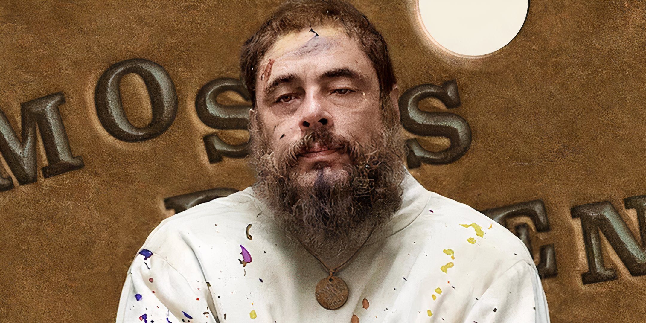 Benicio del Toro on a poster for The French Dispatch