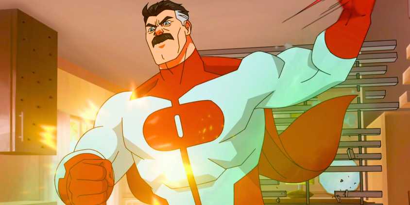 Omni-Man deflecting bullets from himself in Invincible