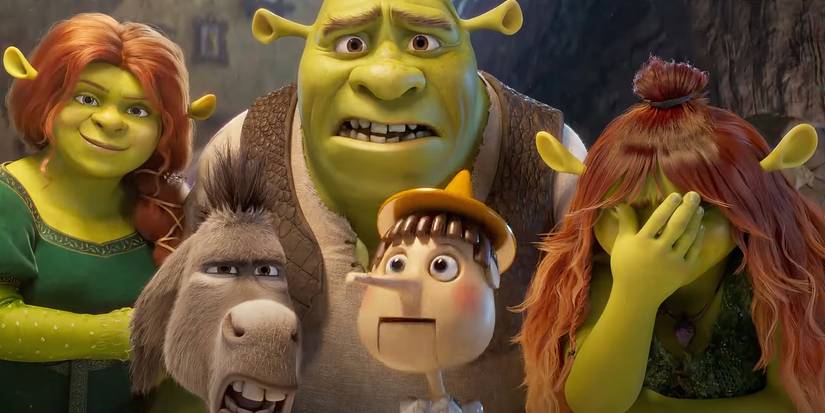The characters in Shrek 5 looking at memes