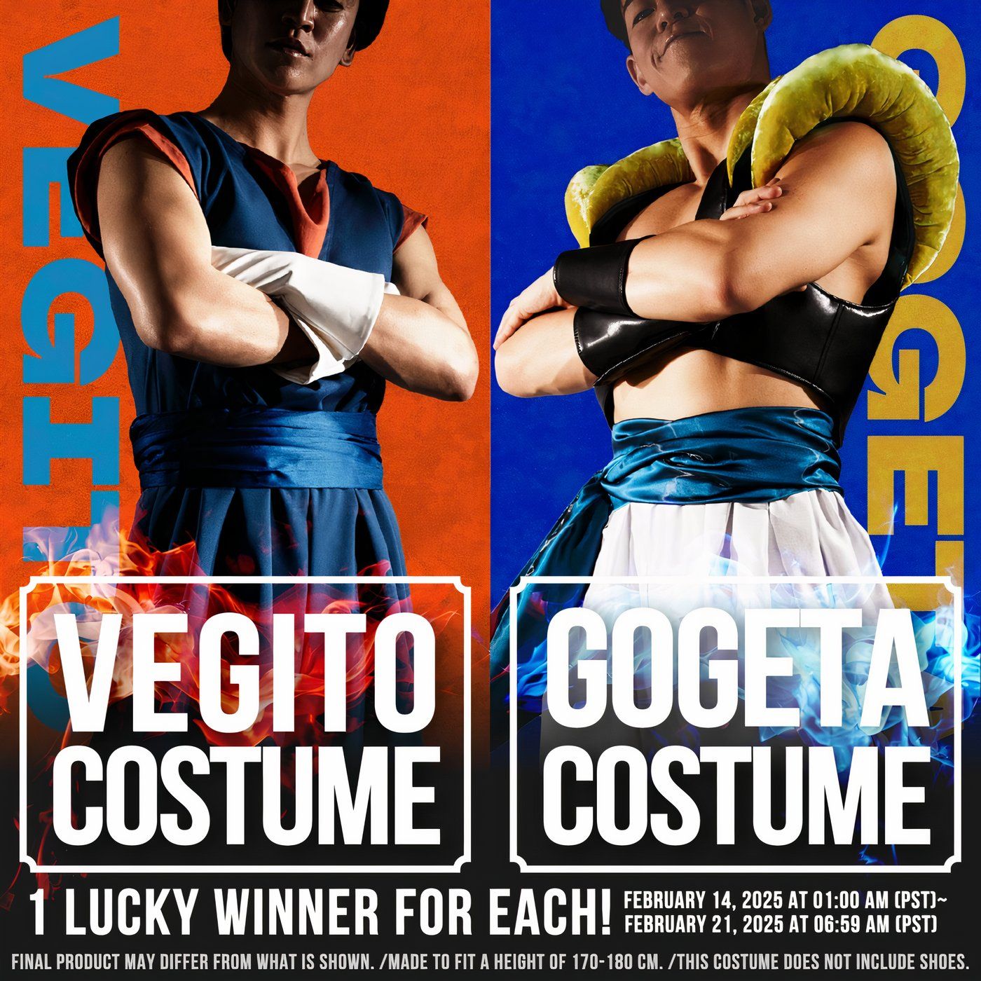 A poster advertising a giveaway for costumes of Vegito and Gogeta, being held for Dragon Ball Z Dokkan Battle&rsquo;s 10th anniversary.
