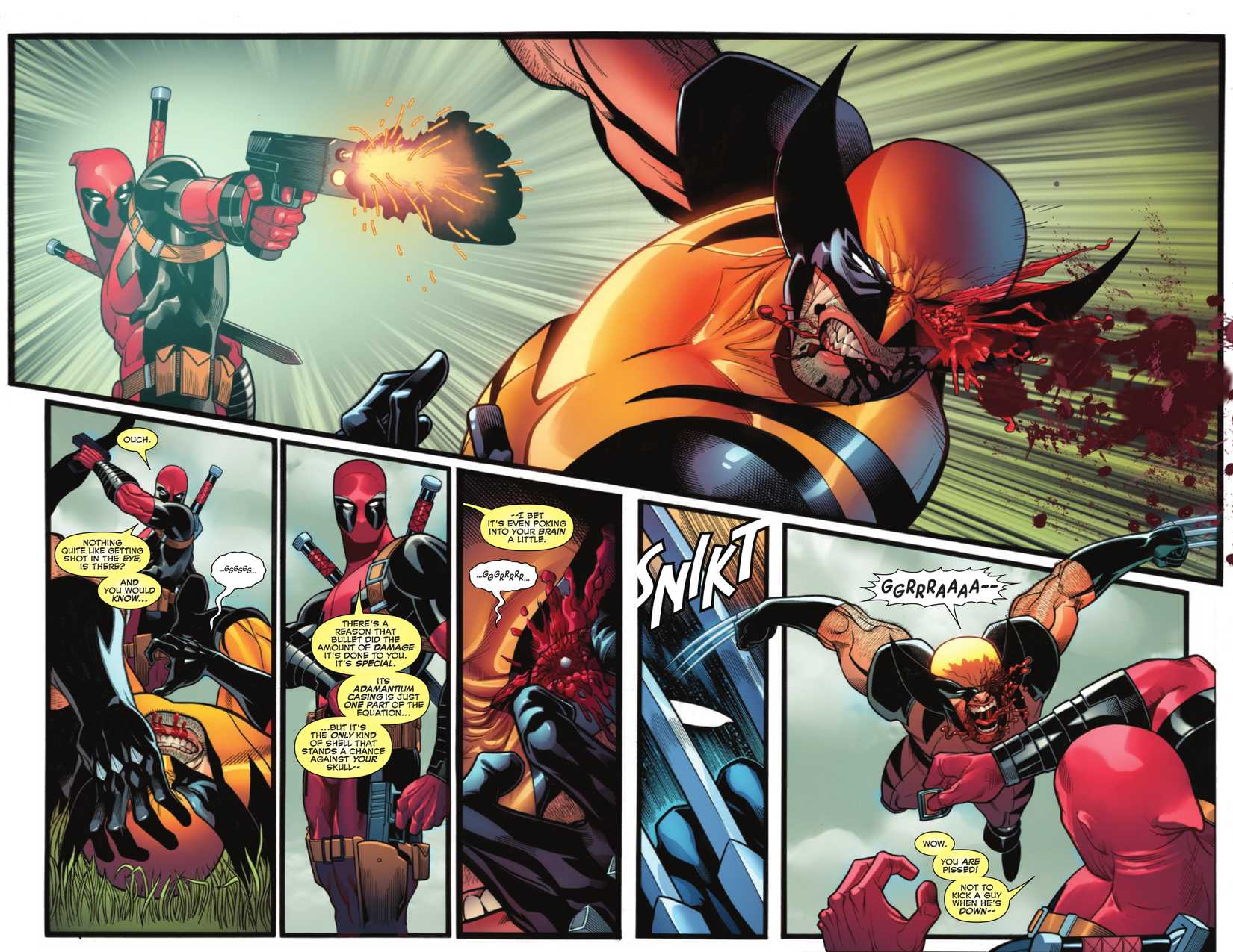 Weapon X-Men #1 Deadpool shoots Wolverine with a special bullet