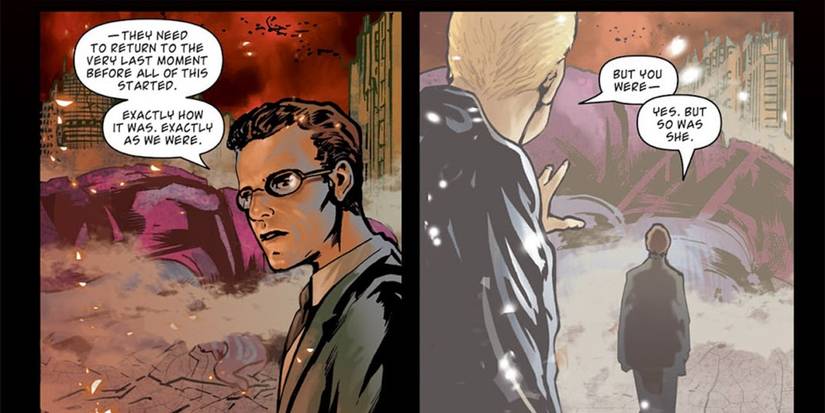 Wesley Wyndam-Pryce tells Spike he looks forward to the afterlife where Winifred Fred Burkle is in Angel After the Fall #16