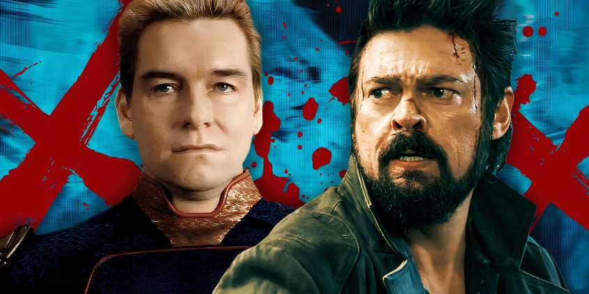 Antony Starr as Homelander and Karl Urban as Billy Butcher in The Boys