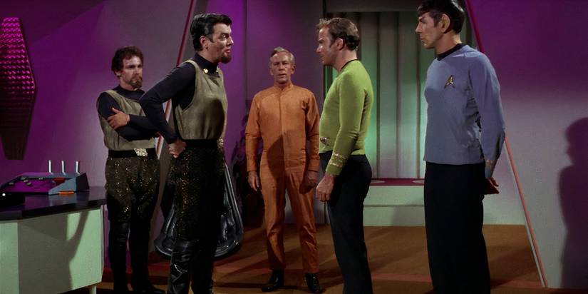William Campbell as Koloth confronts Kirk in Star Trek