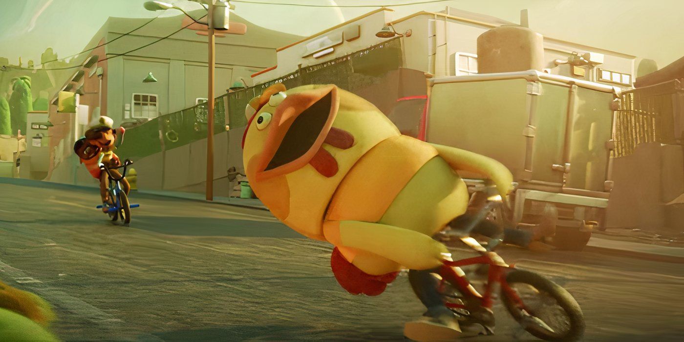 Win Or Lose Chicken Mascot Riding A Bike