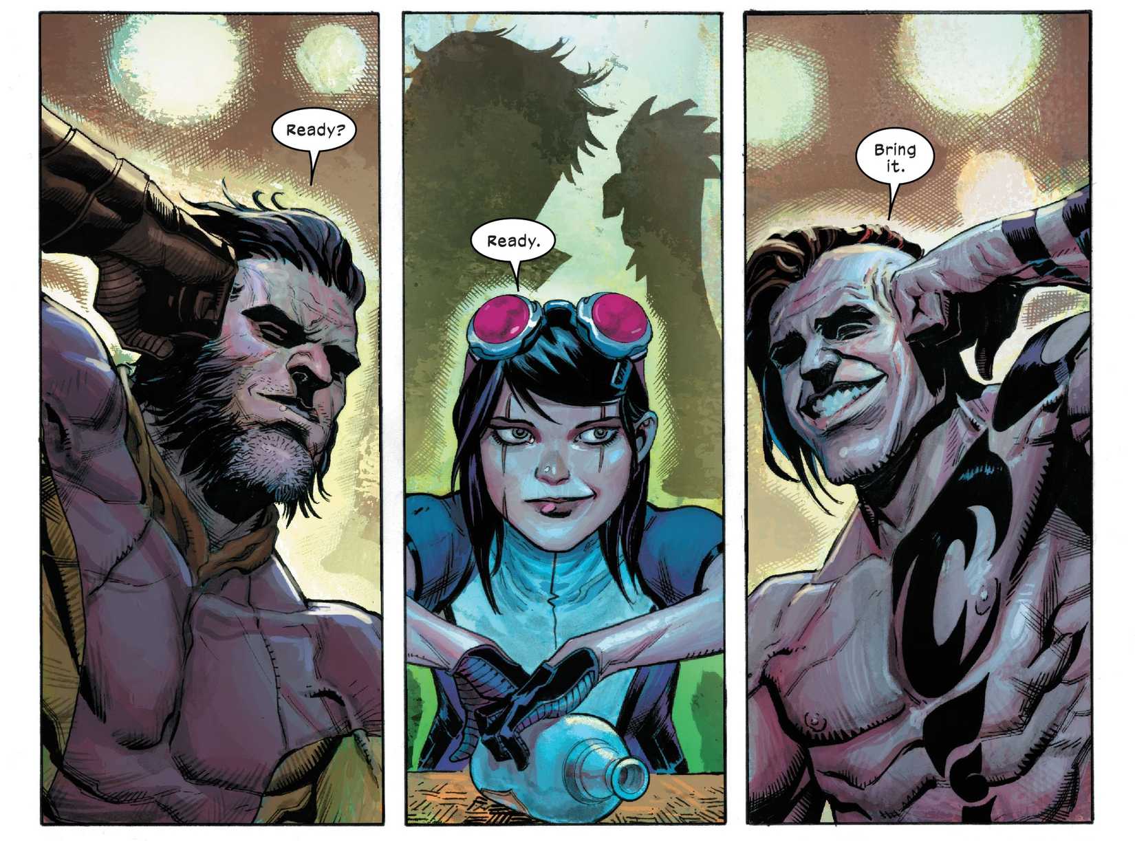 Wolverine, Gabby, and Akihiro play a game of "Pop the Claws"