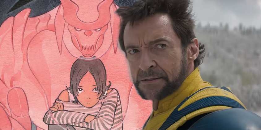 Wolverine in front of the cover of ultimate X-men