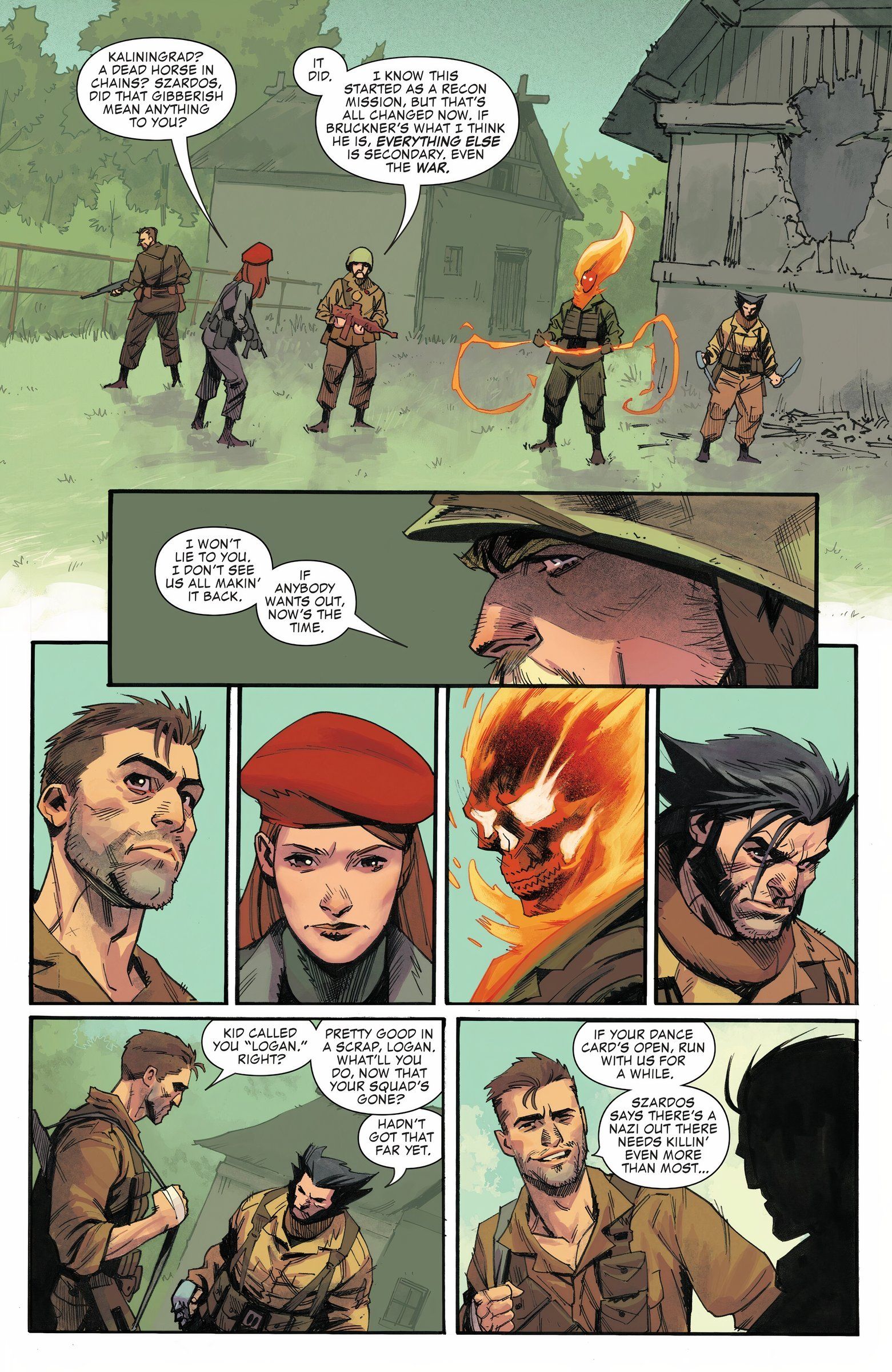 Eight panel page showing how Wolverine and Nick Fury first met