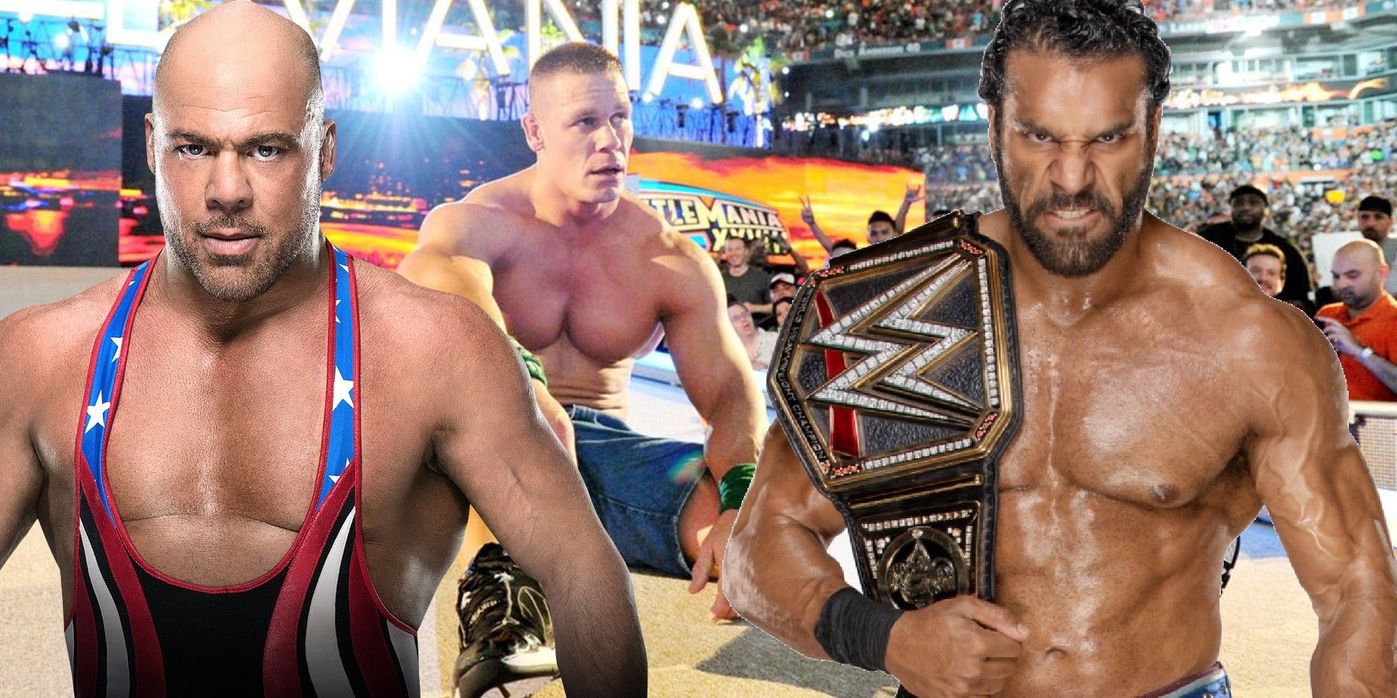 WWE Champion Jinder Mahal Kurt Angle John Cena feature image