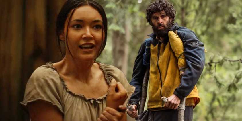 Mari holding her wrist with Ben in the background in Yellowjackets season 3