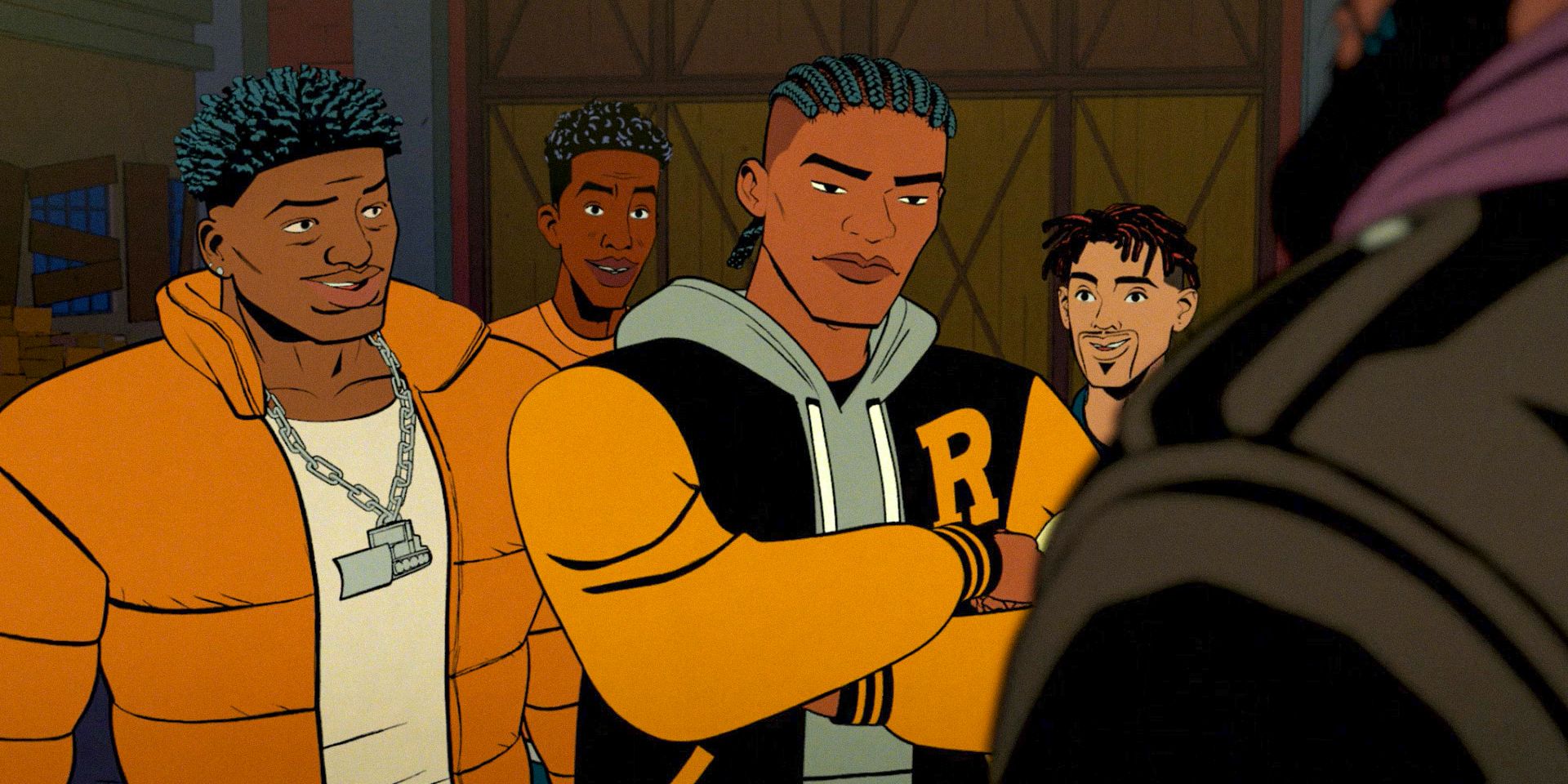 Lonnie Lincoln is congratulated by his gang in Your Friendly Neighborhood Spiderman Season 1 Ep 5