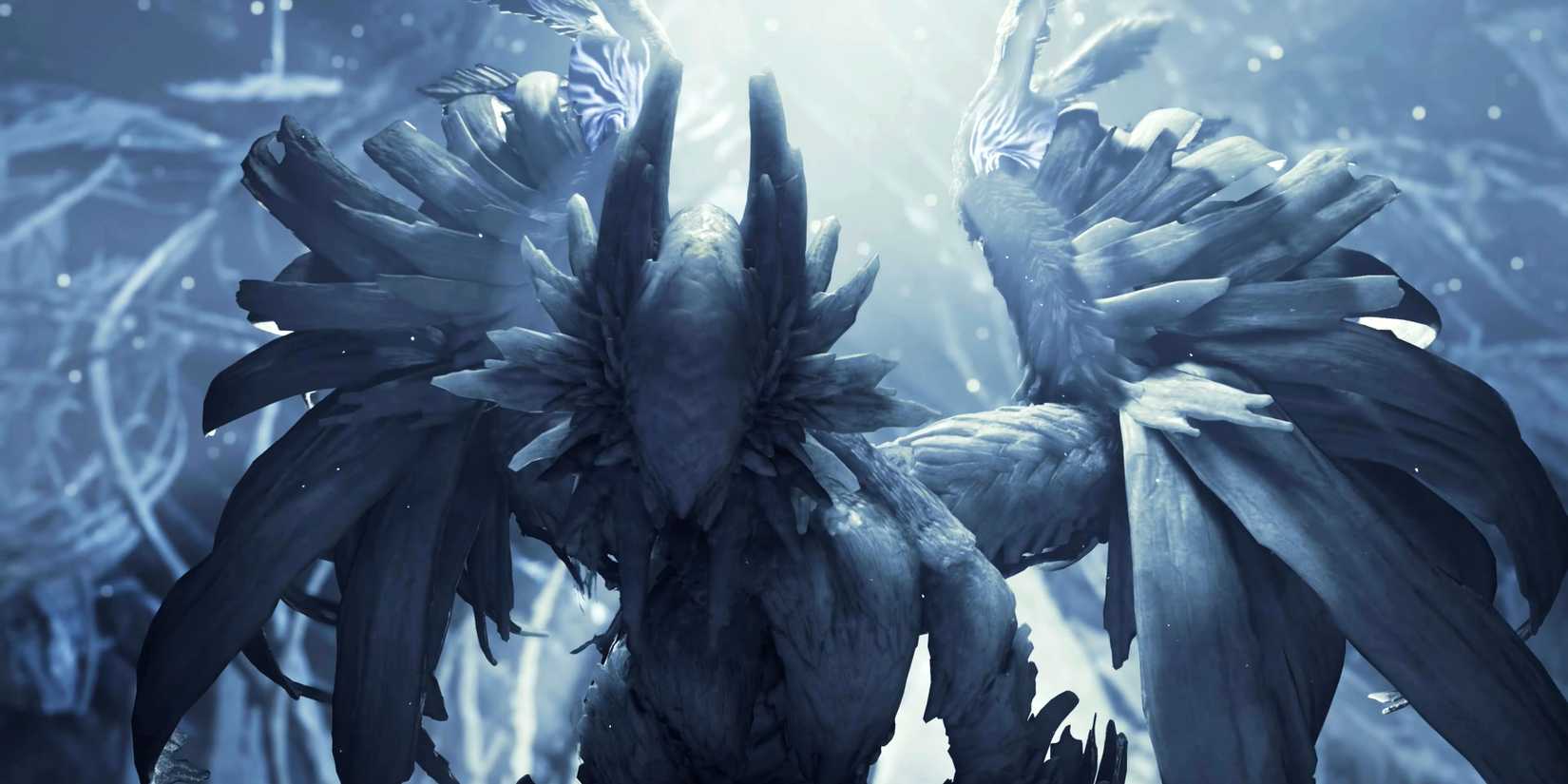 Zoh Shia spreads its wings and rears back its head in its intro cutscene from Monster Hunter Wilds.