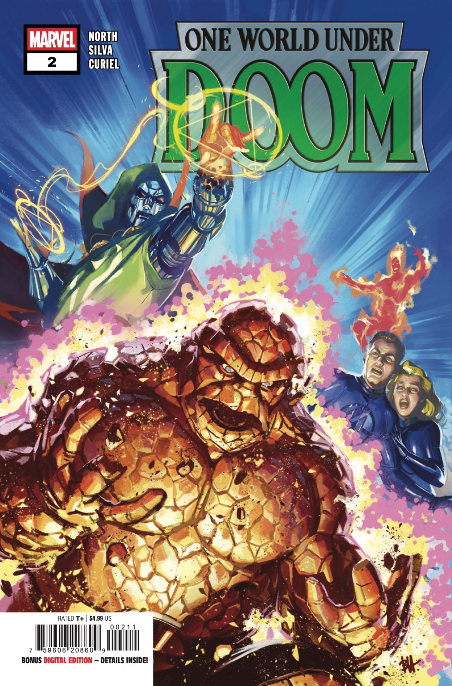 One World Under Doom #2 Preview: Cover of Doctor Doom using his powers on the Thing