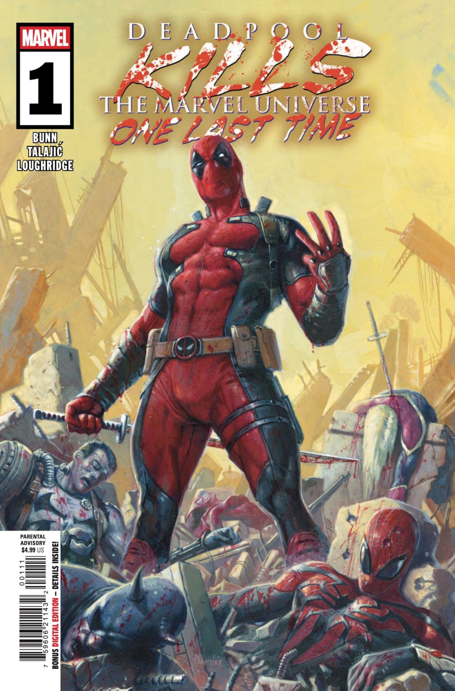 Deadpool mata al Universo Marvel una última vez en la vista previa #1: Deadpool sobre un montón de cuerpos