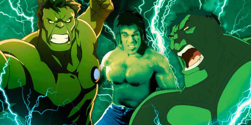 Hulk in the live-action TV show and in animated movies