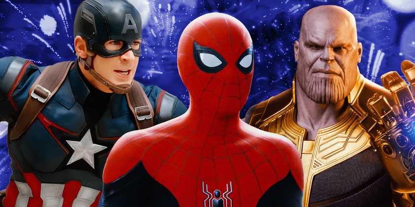 Spider-Man, Captain America, and Thanos from the MCU