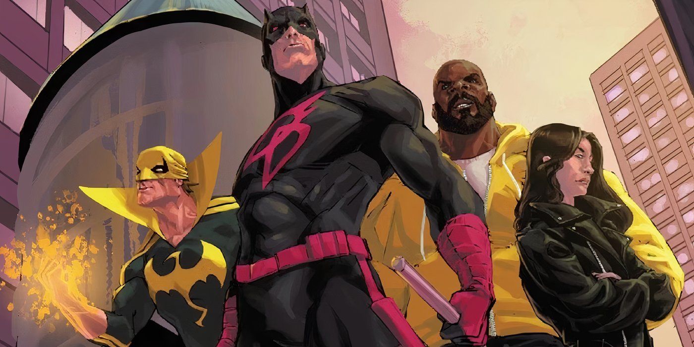 The Defenders heroes: Daredevil, Jessica Jones, Luke Cage, and Iron Fist.