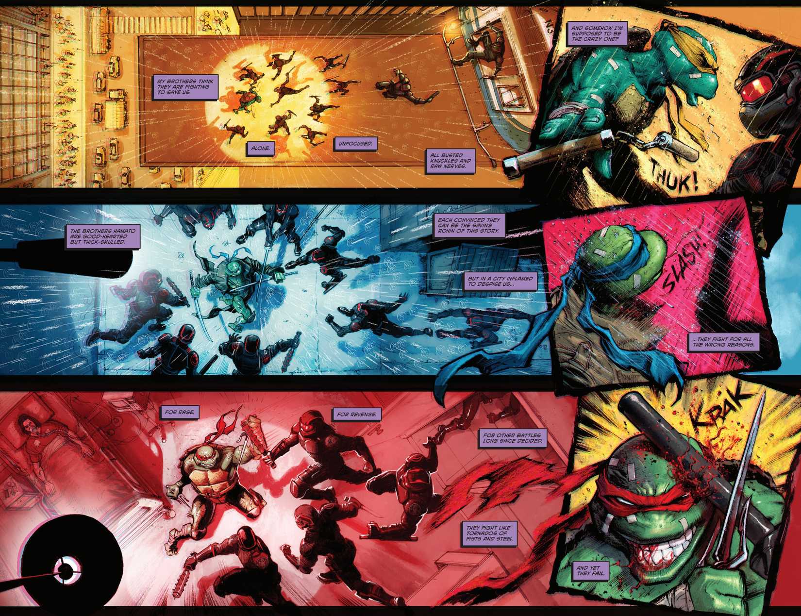 TMNT #7 Leo, Mike and Raph fight the Foot