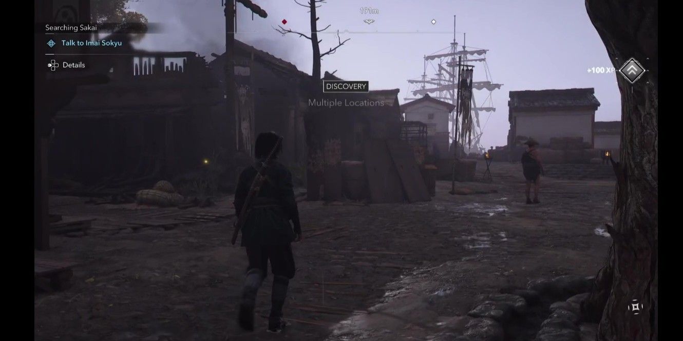 The gold dot from observing the area in AC Shadows