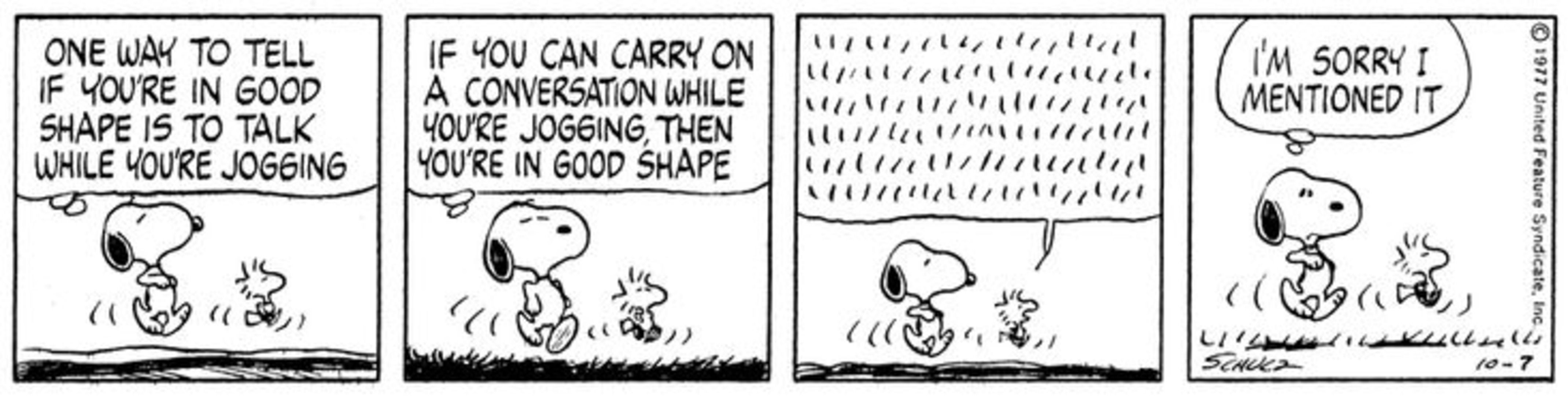 Snoopy and Woodstock running.