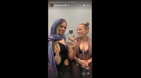 The Bachelor's Kelsey Anderson's Instagram story posing with friend Chloe Cline in festival gear