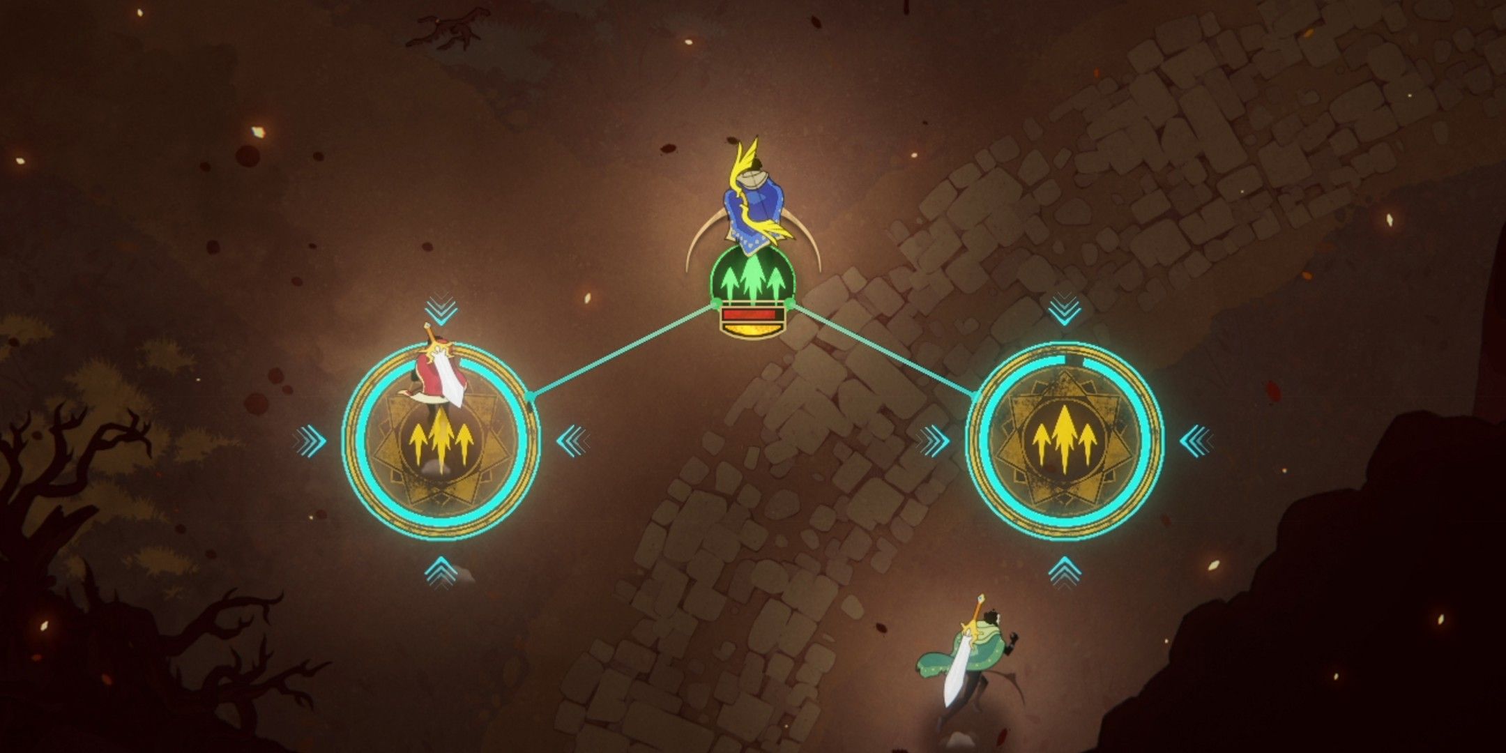 33 Immortals screenshot showing the sigil  based coop powers. 