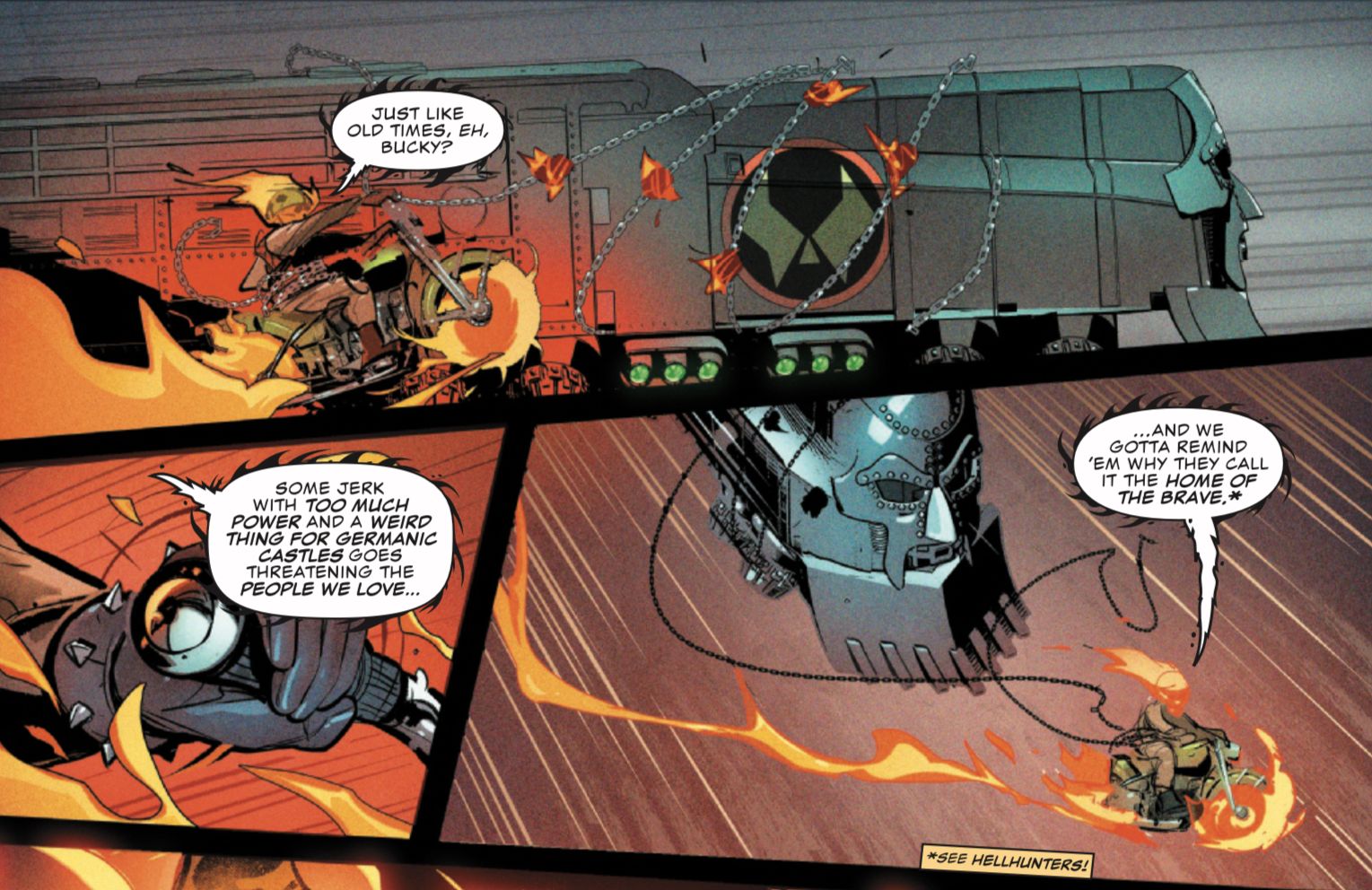 Thunderbolts: Doomstrike #2 by Kelly, Lanzing, and Bianchi - Ghost Rider &lsquo;44 Sal Romero chains up Doom&rsquo;s train