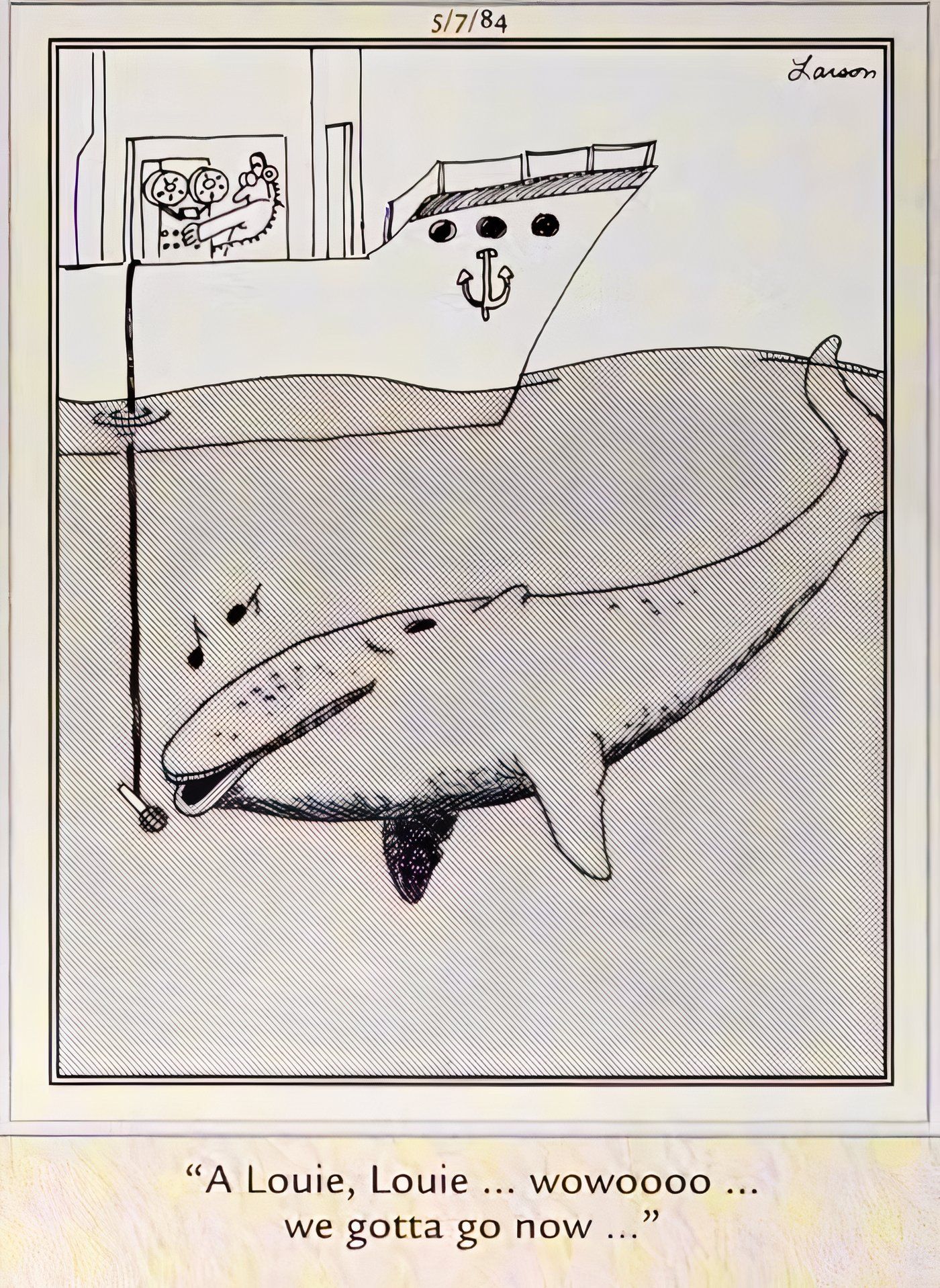 A whale singing a song in The Far Side.
