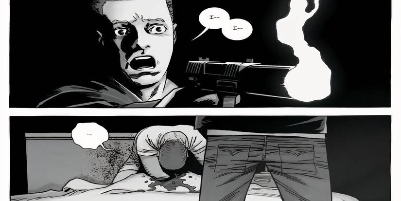 Sebastian Milton murdering Rick Grimes in The Walking Dead comic.