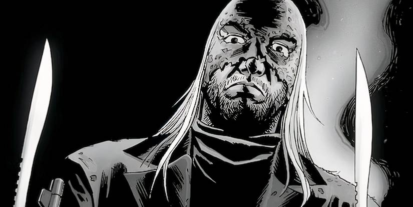 Beta wearing the skin of a Walker on his face in The Walking Dead comic.