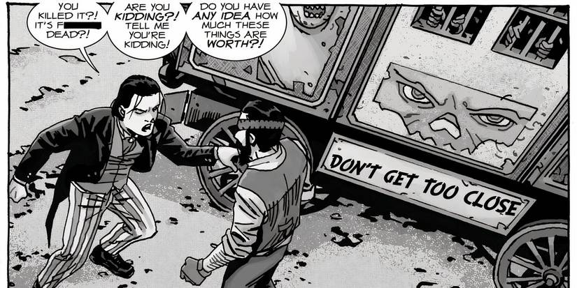 Hershel Greene confronting Carl Grimes for killing his zombies in The Walking Dead.
