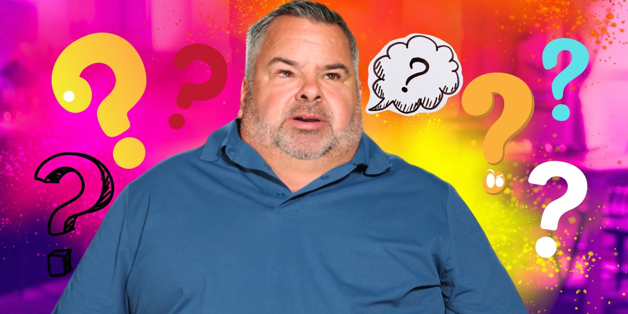 90 Day Fiancé&rsquo;s Big Ed Brown surrounded by question marks.