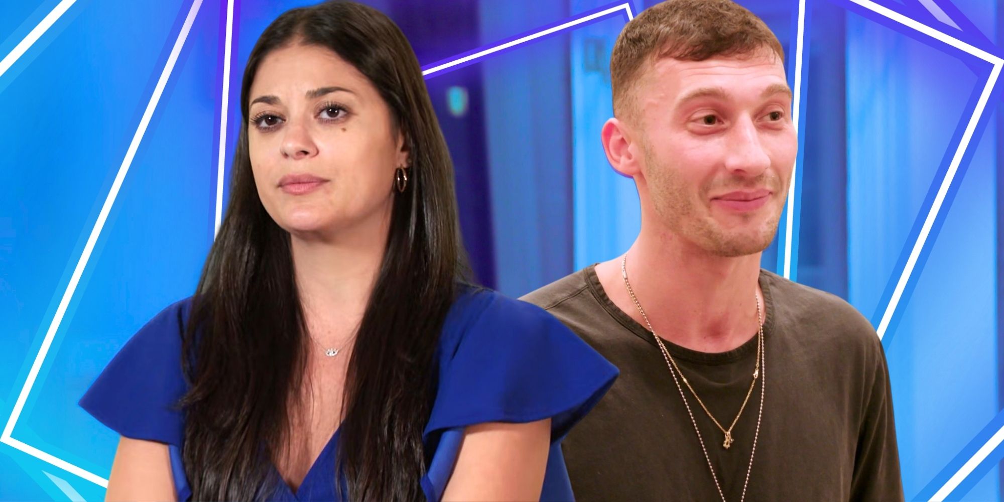 90 Day Fiancé’s Loren and Alexei Brovarnik in front of a blue background