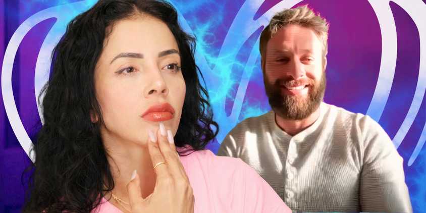 90 Day Fiancé Jasmine Pineda thinking and Matt Branis smiling looking away