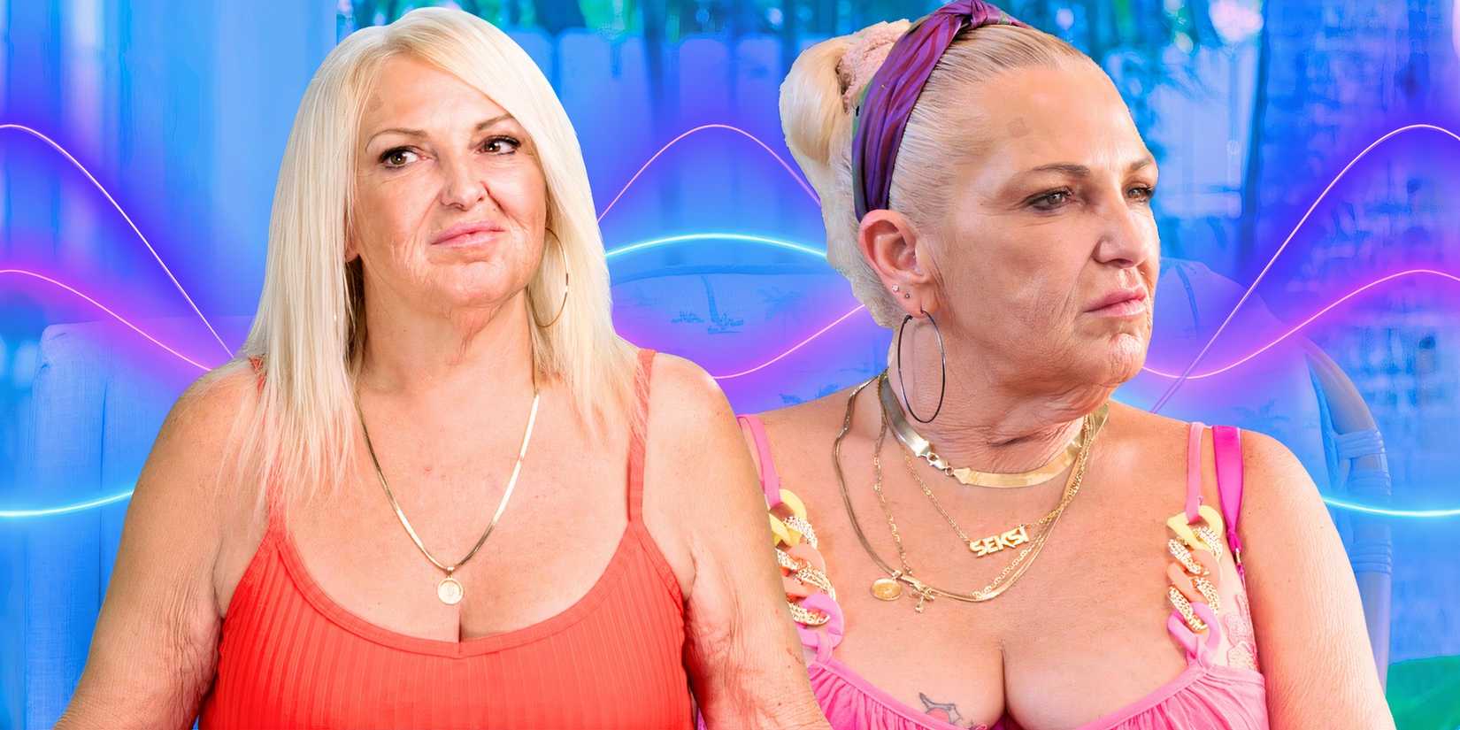 90 day fiance star angela deem looking somber in montage with two poses and blue background