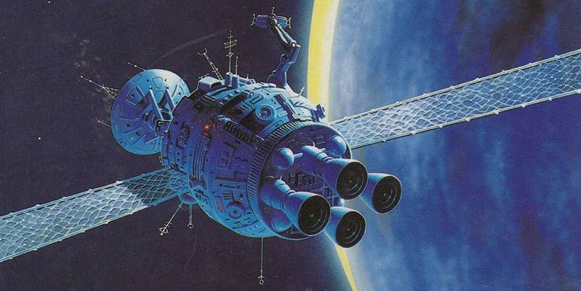 The satellite from the cover of Queen of Angels by Greg Bear