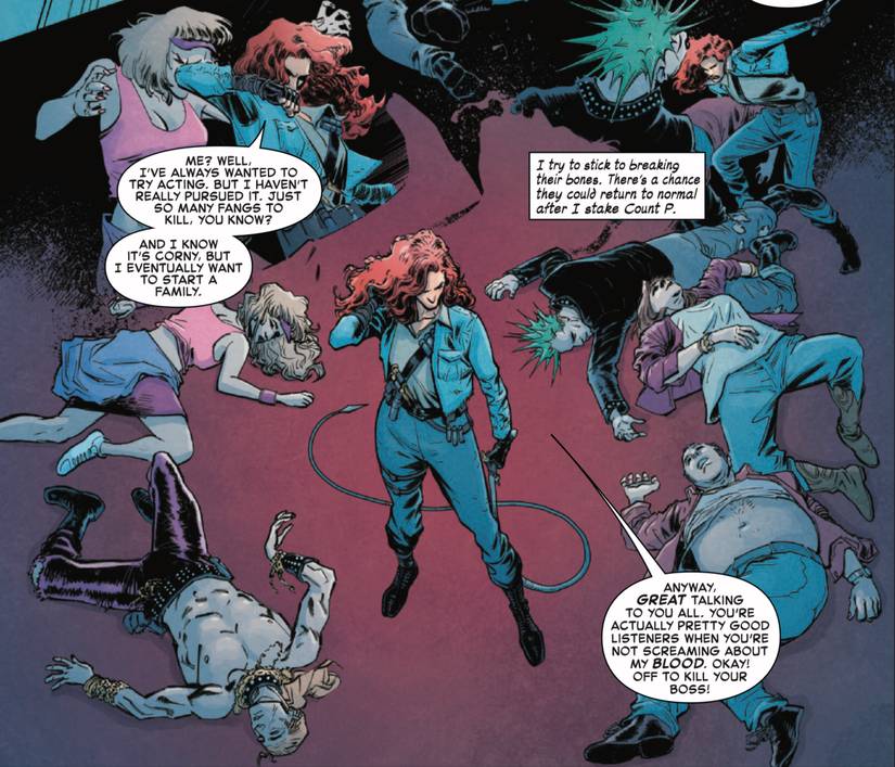 Web of Spider-Verse: New Blood - Count Parker by Morris and Kumar - Mary Jane beats up vampire swarm