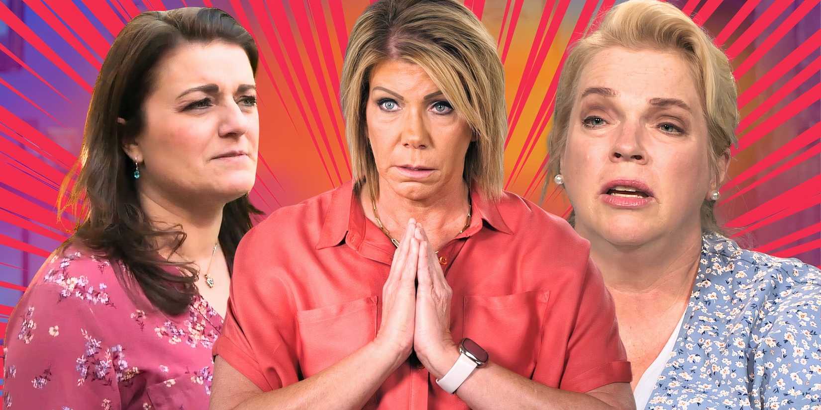 image of Sister Wives' Robyn, Meri, Janelle Brown looking serious