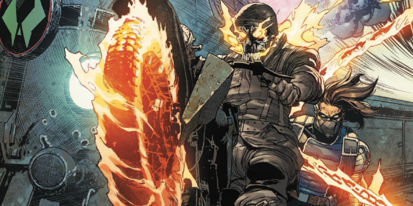 Bucky Barnes and Ghost Rider 44 on Thunderbolts Doomstrike #2 cover art by Leinil Francis Yu