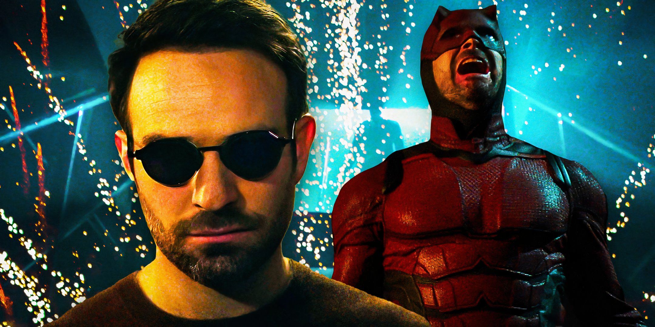 Charlie Cox looking glum as Matt Murdock and screaming as Daredevil in Daredevil: Born Again (2025)