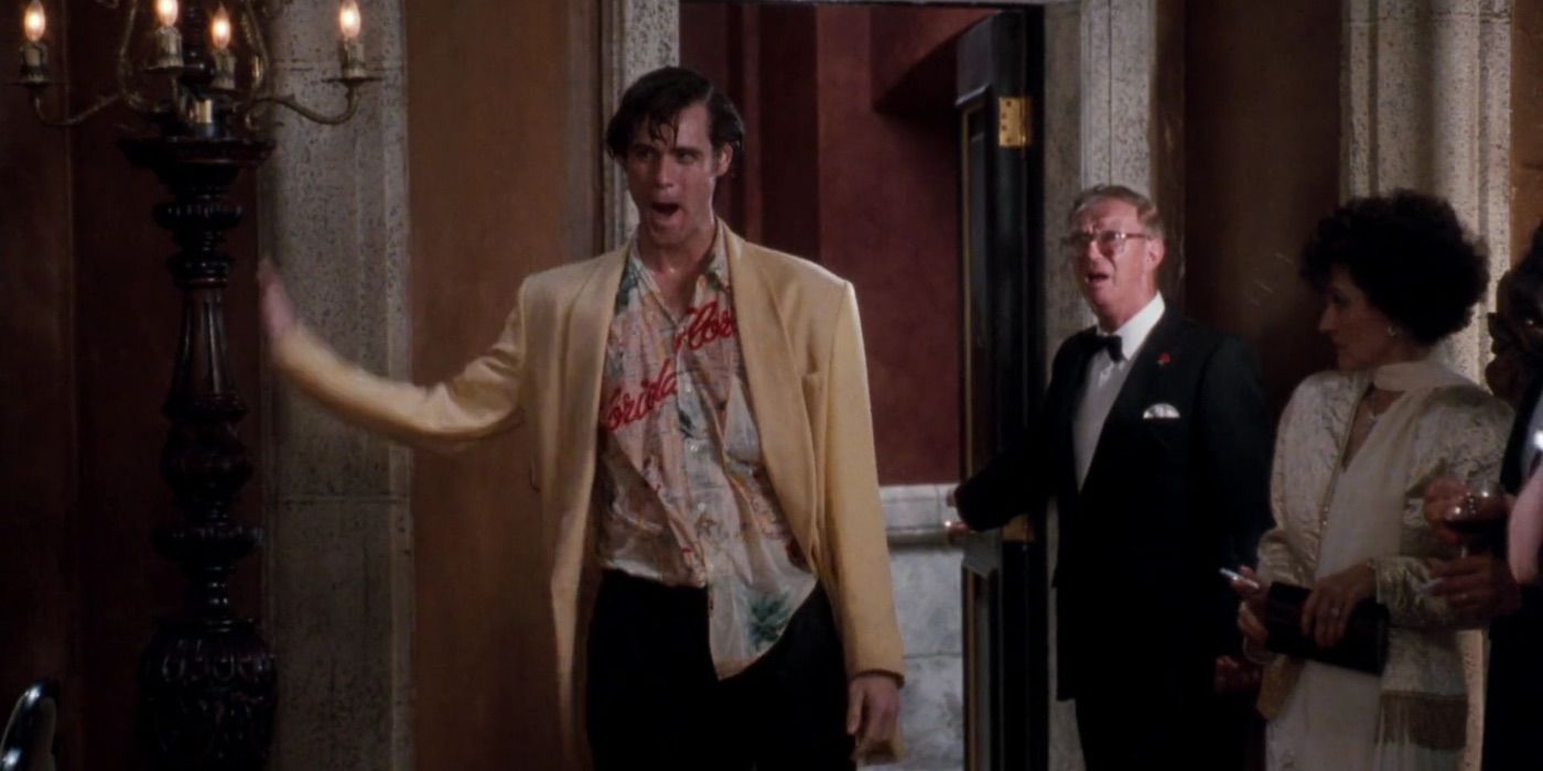 Jim Carrey, soaking wet in Ace Ventura: Pet Detective