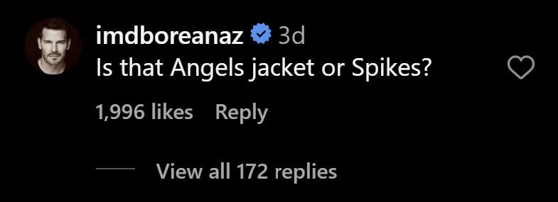 A screenshot of David Boreanaz&rsquo;s comment on Sarah Michelle Gellar&rsquo;s Instagram post