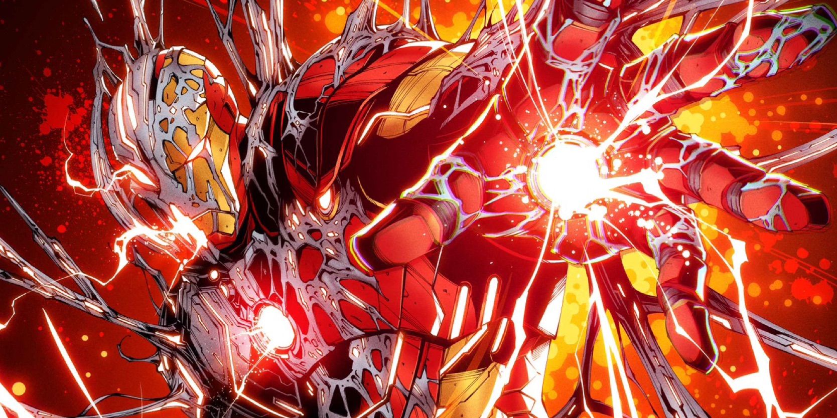 CAIXA Oeste dos Vingadores #8 Capa por Godtail Cropped - Homem de Ferro e Ultron fundido como um